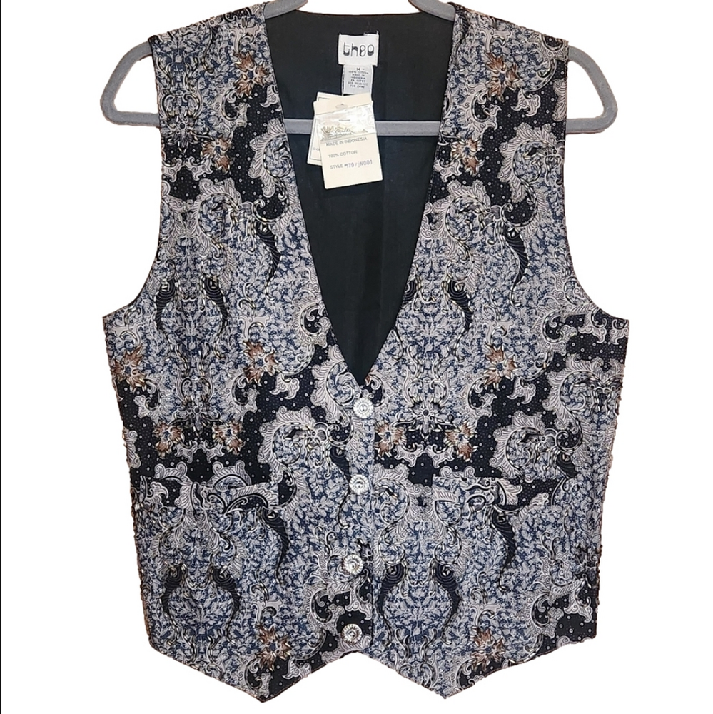 VINTAGE NWT THEO BEADED PAISLEY WOMENS VEST SIZE MEDIUM